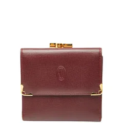 カルティエ マストライン ワインレッド ボルドー レザー レディース CARTIER【1-0255665】