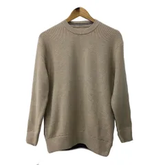 ディスコート Discoat セーター ニット クルーネック リブ 無地 長袖 M ベージュ