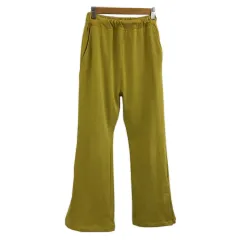ニコアンド Niko and.. パンツ フレア ロング ウエストゴム イージー ストレッチ 無地 M 黄 イエロー