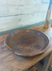 【一点もの】バリ島の古木ラウンドトレー φ35cm｜ヴィンテージウッドの盆  味わい深い時を刻む「古材」の丸型トレー