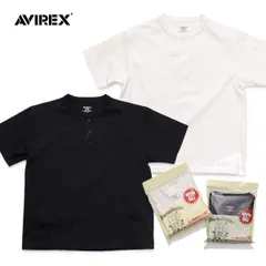 アヴィレックス【AVIREX】783-5934019 HENLEY NECK PACK T-SHIRT ヘンリーネック ショートスリーブ Tシャツ 半袖 メンズ トップス コットン ロゴ 無地 シンプル ホワイト ブラック