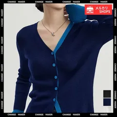 【送料無料】バイカラー ニットカーディガン レイヤード風 レディース Vネック ニットトップス 長袖 前開き ニット カジュアル きれいめ 羽織り おしゃれ 重ね着風 韓国風 秋冬 着やせ ニットウエア 新品 未使用 CH84WANJIA-028