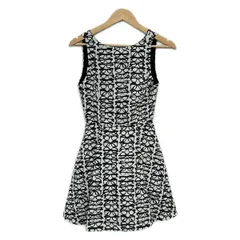 alice+olivia(アリスオリビア) ワンピース サイズ0 XS レディース美品  - 白×黒 クルーネック/ノースリーブ/ひざ丈/眼鏡柄