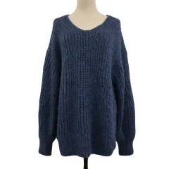 アパートバイローリーズ apart by lowrys セーター ニット プルオーバー Vネック ラメ オーバーサイズ 無地 長袖 F 青 ブルー