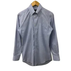 オンリー ONLY シャツ Yシャツ ボタンダウン ストライプ 長袖 38/R 青 白 ブルー ホワイト