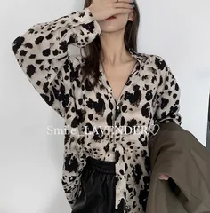 ★ブラウス シャツ 長袖 豹柄 レオパード トップス カジュアル