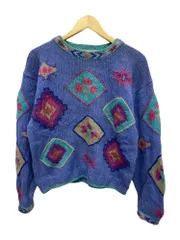 L.L.Bean (エルエルビーン) 総柄ニット セーター ラミーコットン 花柄 80S 90S 古着 ビンテージ M パープル系 レディース/045