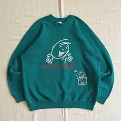 90s　vintage　FOTL 　フルーツオブザルーム　MADE IN USA　アメリカ製　THE HEAD SAID　キャラクター　ビッグプリント　ラグランスリーブ　スウェット　トレーナー　L　Y2K　C-BOY　character sweat shirt