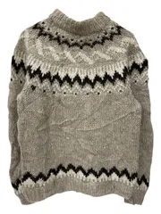 古着 アイスランド製 ノルディック柄セーター ニット ハイネック サイズ表記無し ベージュ メンズ/045