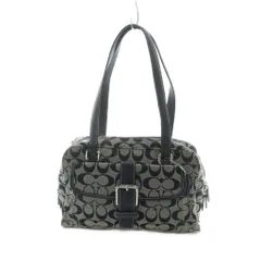 コーチ COACH 6846 ハンドバッグ ワンショルダー シグネチャー レザー キャンバス ロゴ 黒 ブラック グレー ■GY18 /MQ