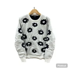 GF1 PEARLY GATES パーリーゲイツ  レディース ニット セーター ゴルフ ゴルフウェア  肉厚 花柄 白 ホワイト ポリエステル 1サイズ M  055-3170306