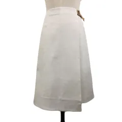 クミキョク 組曲 KUMIKYOKU スカート タイト ひざ丈 ラップ風 アシンメトリー 無地 2 白 茶 ホワイト ブラウン