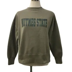 コーエン coen トレーナー スウェット プルオーバー クルーネック 裏起毛 スリット ロゴ プリント 長袖 MEDIUM 緑 グリーン