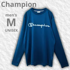 【即決ご希望額はコメントへ】 Champion　チャンピオン　ロゴ　プリント　ロング Tシャツ　ネイビー　Ｍ　メンズ　ユニセックス　長袖　光沢感　カットソー　スポーツウェア　トレーニングウェア　ストリート　カジュアル　クルーネック　トップス　リラックス