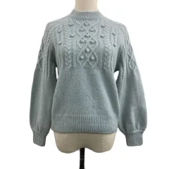 ロペピクニック ROPE Picnic セーター ニット モックネック プルオーバー ケーブル編み 長袖 38 水色 ライトブルー