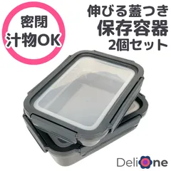 シリコン蓋 密閉 保存容器 エコ 弁当箱 伸びるシリコン蓋  ブラック 2個セット DeliOne Flex'n Fresh containers