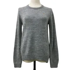 アーノルドパーマー Arnold Palmer セーター ニット プルオーバー ボートネック 切替 ロゴ 無地 チェック 長袖 2 グレー