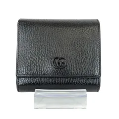 【人気・美品】GUCCI グッチ GGマーモント ダブルG GGロゴ コンパクト ウォレット 二つ折り財布 598587 L字ファスナー ジップ ブラック シルバー金具 銀色 レザー 本革 メンズ レディース ユニセックス 男女兼用 コインケース カードケース