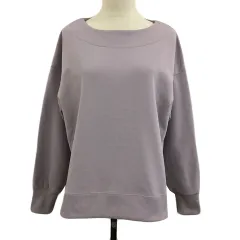 スタディオクリップ Studio Clip トレーナー カットソー プルオーバー ラウンドネック 無地 スリット 長袖 F 紫 パープル