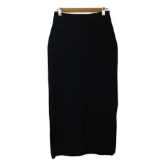 スライ SLY スカート タイト ロング ニット リブ スリット ウエストゴム 無地 1 黒 ブラック