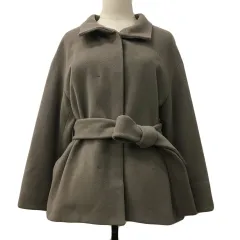 ルージュヴィフ Rouge vif コート ハーフ ステンカラー ウール ベルト付き 比翼仕立て 無地 36 グレー 茶 ブラウン