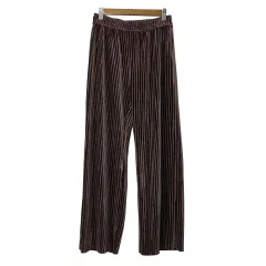 ディスコート Discoat パンツ ワイド ロング プリーツ ベロア ウエストゴム イージー 無地 F 紫 パープル