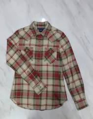 90s シルク ポロ ラルフローレン レディース 長袖 CHECK シャツ 6 (95) サイズ