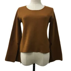 ロペピクニック ROPE Picnic カットソー ニット プルオーバー ラウンドネック スリット 無地 長袖 38 茶 ブラウン