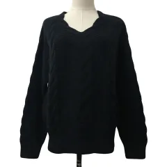 ロペピクニック ROPE Picnic セーター ニット プルオーバー Vネック ケーブル編み 長袖 40 黒 ブラック