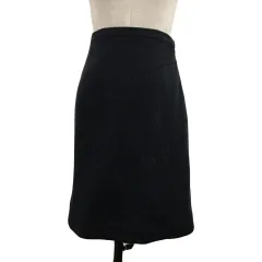 インディヴィ INDIVI スカート ニット 台形 ミニ 総柄 ラメ 38 黒 ブラック