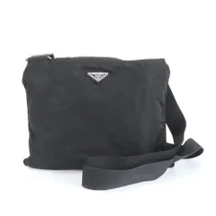 極美品 プラダ テスート ナイロン トライアングルロゴ ショルダーバッグ 斜め掛け メッセンジャー 通勤 黒 メンズ REM CZ16-10【中古】