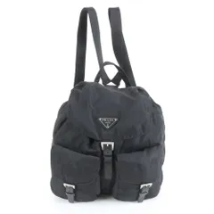 極美品 プラダ テスート ナイロン 三角ロゴ レザー リュックサック リュック バックパック バッグ ブラック レディース CRR DA17-7【中古】
