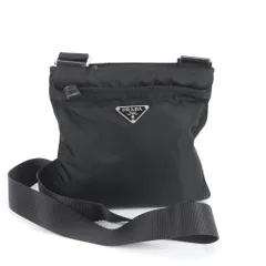 美品 プラダ テスート ナイロン トライアングルロゴ ショルダーバッグ 斜め掛け メッセンジャー ブラック 黒 メンズ EEM DB20-7【中古】