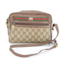 ヴィンテージ オールド グッチ GG スプリーム シェリー ライン レザー ショルダーバッグ 斜め掛け レディース REE DK28-6【中古】