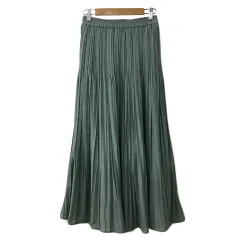 ベイフロー BAYFLOW スカート プリーツ ロング 無地 ウエストゴム 2 緑 グリーン
