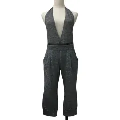 ダナキャランニューヨーク DKNY JEANS サロペット パンツ テーパード クロップド ホルターネック スウェット 2way XS グレー