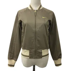 ナイキ NIKE ジャケット ブルゾン 中綿 ジップアップ 薄手 ロゴ 刺繍 S ベージュ