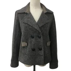 インテレクション INTELLECTION ジャケット テーラード ダブル ボーダー 長袖 40 グレー 茶 ブラウン