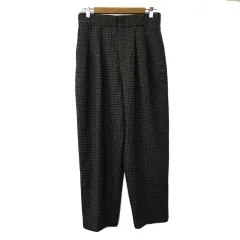 ジャーナルスタンダード JOURNAL STANDARD パンツ ワイド テーパード ロング タック ウエストゴム ハイウエスト チェック 38 茶 黒 ブラウン ブラック