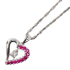 ハート モチーフ ペンダントネックレス K18WG ホワイトゴールド レディース【1-0249455】