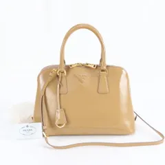 極美品 プラダ ギャランティカード サフィアーノ ヴェルニ プロムナード BL0837 レザー 2WAY ショルダーバッグ レディース REE DL33-10【中古】