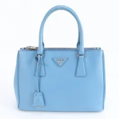 美品 プラダ サフィアーノ レザー ガレリア 三角ロゴ ハンドバッグ トート シルバー 金具 レディース REE DL35-6【中古】