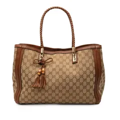 グッチ GGキャンバス バンブータッセル ベラ ショルダーバッグ トートバッグ 269945 ベージュ ブラウン キャンバス レザー レディース GUCCI【1-0249638】