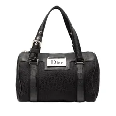 ディオール トロッター ストリートシック ミニ ボストンバッグ ハンドバッグ ブラック キャンバス レザー レディース Dior【1-0249640】