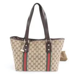 グッチ チャーム付 GG キャンバス シェリー ライン 137396 レザー トート バッグ 肩掛け ショルダー ハンド レディース REE DL31-2【中古】