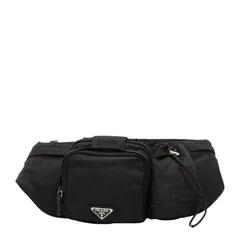 プラダ 三角ロゴプレート ボディバッグ ウエストバッグ ブラック ナイロン レディース PRADA【1-0249908】