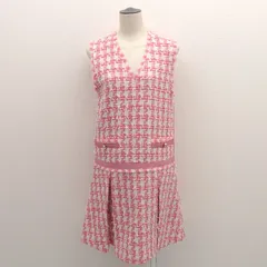 QUEENS COURT ◆ワンピース/千鳥ツイードジャンスカ/ピンク×ホワイト/タグ付き/サイズ2 2201-38073 【レディース/ガールズ/LADY/女性/婦人】 レディースファッション【中古】 