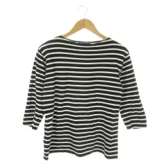 セントジェームス SAINT JAMES Tシャツ カットソー M 黒 ブラック 白 ホワイト ボーダー柄 ボートネック 七分袖 /AO16 ■GY99