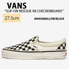訳あり/ワケあり【新品/未使用】VANS バンズ スニーカー SLIP-ON REISSUE 98 CHECKERBOARD スリッポン VN000CTCKIG シューズ MARSHMALLOW BLACK 27.5cm