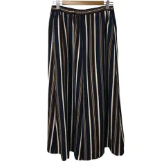 グローバルワーク GLOBAL WORK パンツ ワイド イージー ロング ストライプ ウエストゴム F 紺 茶 ネイビー ブラウン